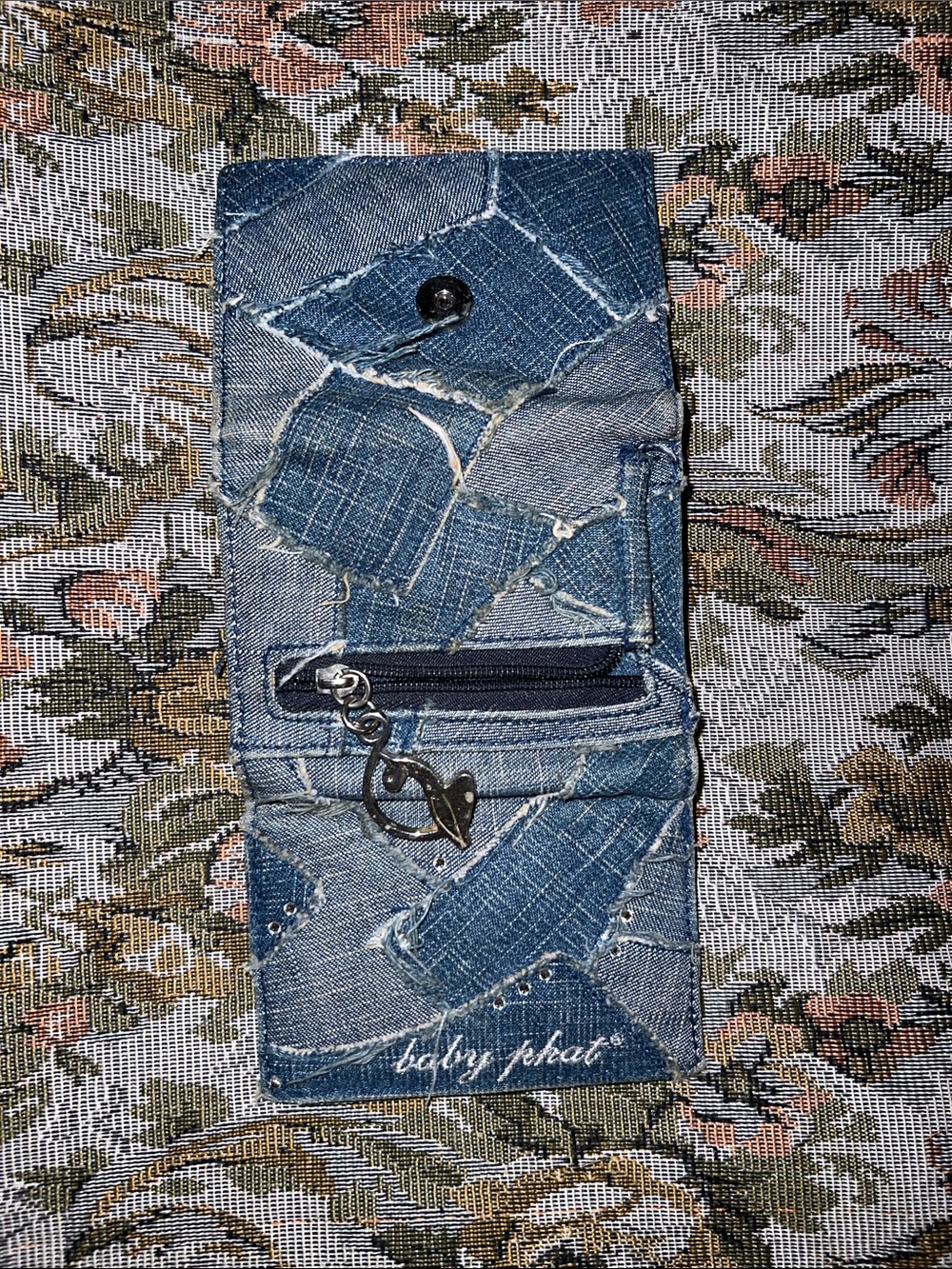 Baby Phat Denim Patchwork Wallet in Blue with Crystal Accents - Picture 5 of 5